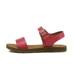 SODA Women's Strappy Ankle Wrap Buckle Fashion Flat Sandals 4 Pink