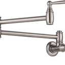 Pot Filler Faucet Brushed Nickel, ARCORA Modern Pot Filler Wall Mount 2 Handle with Double Joint Swing Arms Brass Stove Faucet