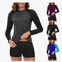 Womens Long Sleeve Rash Guard Shirts with Swim Shorts Modest Swimwear Two Piece Athletic Swimsuit Surfing Bathing Suits Size L