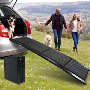 Dog Ramp for Car, 63" Long & 17" Wide Folding Portable Pet Stair Ramp with Non-Slip Rug Surface, Dog Steps for Medium & Large Dogs Up to 250LBS Enter a Car, SUV & Truck