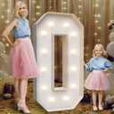 4FT Marquee Light Up Numbers 0,Party Decoration Large Marquee Light Up Letters with Weighted Water Bag,Pre-cut Foam Board Set Can Be Used for Birthdays,Weddings,Baby Anniversaries
