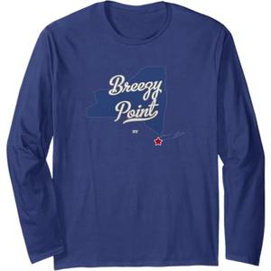 Breezy Point New York Queens NY Map Long Sleeve T-Shirt, M