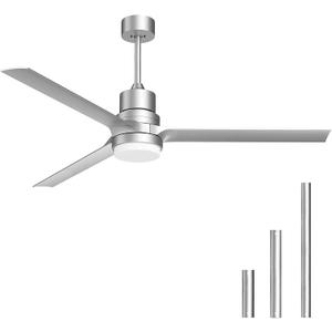 Ceiling Fans with Lights 60-in Silver Ceiling Fan with Dimmable LED Light Kit Remote Control Modern Blades Reversible DC Motor, 6-Speed, Timer