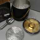 3L Ice Bucket with Silicone Lid, Scoop, Gold Tongs & Strainer, Stainless Steel Double Wall Insulated Ice Buckets for Parties & Cocktail Bar, Outdoor Champagne Ice Container Bin, Black (Matte Midnight Black)