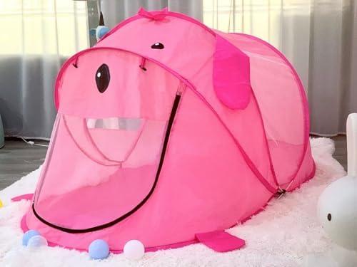BAODIAN Kids Play Tents – Collapsible Tent for Boys Girls Gift - Large Foldable Playhouse Indoor/Outdoor Fun - Pop up Tent Toys for Age 1 and up Child Birthdays Presents (Pink Dog)