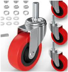 Enyke 2 Inch Long Stem Casters 600 LBS with 5/16" x 11/2" (8 x 38mm) Stem, Wet Dry Vac Replacement Casters Set of 4, 360 Degree Swivel Castor Wheels with Double Ball Bearing, Red