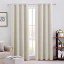HOMEIDEAS Cream Beige Blackout Curtains for Bedroom 52 X 96 Inch Length 2 Panels Set Room Darkening Bedroom Curtains, Soundproof Thermal Grommet Window Curtains for Living Room for Christmas