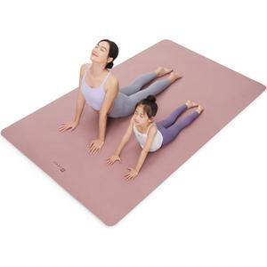 Keep Extra Large Yoga Mat with Strap, 75" x 47" x 0.28" - Extra Wide Thickened Exercise Mat for Women and Men Exercise, Fitness Mat for Home Workout, Yoga, Pilates (Pink)