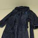 SlumberMee Mens Fleece Plush Robe with Hood Ultra Soft Fluffy Full Length Long with Pockets Luxurious House Coat (Large, Coral Fleece - Dark Blue)