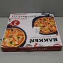 Bakken Pizza Baking Pan - Round Perforated Carbon Steel Pan with Non-Stick Marble Coating, Oversized Silicone Handle, Dishwasher Safe, High-Temperature Resistant, Durable & Easy Cleanup Blue, 2 Pack