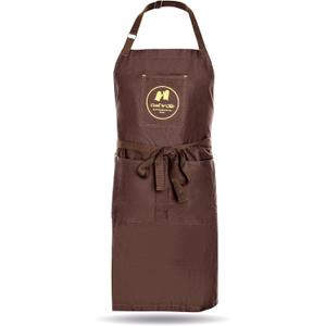 Essential Chef Baking Apron - Professional and Durable for Cooking - Cotton Kitchen Apron - Adjustable by Cook'n'Chic (Brown)