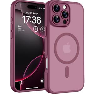 TOCOL Magnetic for iPhone 16 Pro Case, Upgraded Full Camera Protection, Compatible with Magsafe, Drop Protection, Translucent Matte Back for iPhone 16 Pro 6.3 inch (Plum)