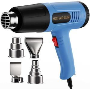 Heat Gun 572 & 1112℉ Dual Temperature Control Heavy Duty Heat Gun' with 4 Nozzles Fast Heating Overload Protection Hot Air Gun For Shrink Tubing, Vinyl Wrap, Crafting,Resin,5Ft Power Cord