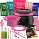 Premium All-in-one Waxing Kit for Women | Salon Quality 5-Pack Hard Wax Beads For Brows, Bikini, Legs, & More + Silicone Wax Kit Accessories (1.46 Ounce (Pack of 41))