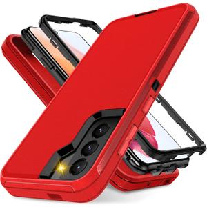 Jshru for Galaxy S21 Case, Military-Grade Protective Heavy Duty Phone Case, Shockproof Drop/Dust Proof 3-Layer Heavy Duty Protection Case for Samsung Galaxy S21 5G, Red/Black