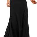 SEAFORM Women's Casual Mid Long Skirts Stretchy Ultra-Soft Flowy Maxi Formal Skirts High Waist Lounge Skirts for Women (Large, Black)