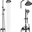 BWE Shower Fixture Matte Black Triple Function with Adjustable Hand Sprayer and Tub Spout High Pressure Rainfall Shower Head Fixture Wall Mount Complete Set