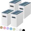 Oterri File Organizer, 4 Packs Small Storage Box, Cardboard File Folder Organizer, Collapsible File Box for Hanging File Folders Letter Size, Portable Filing Organizer with HandleWhite