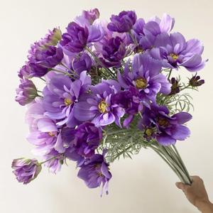 6 Pcs Artificial Fake Flowers Plants Cosmos Silk Flower Arrangements Wedding Bouquets Decorations,  23.6''/60cm Artificial Silk Daisy Fake Flowers UV Resistant Outdoor Fake Wildflowers (Purple Blue)
