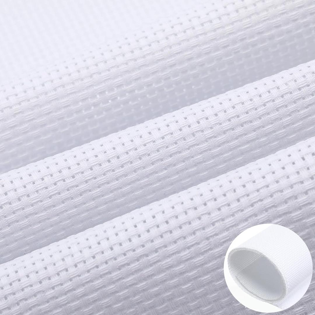 Zeyune Needlepoint Canvas 20 x 24 Inches 18 Mesh Blank White Canvas with 36 Colors Cotton Threads and 5 Needles for Embroidery, Knit Crochet Projects