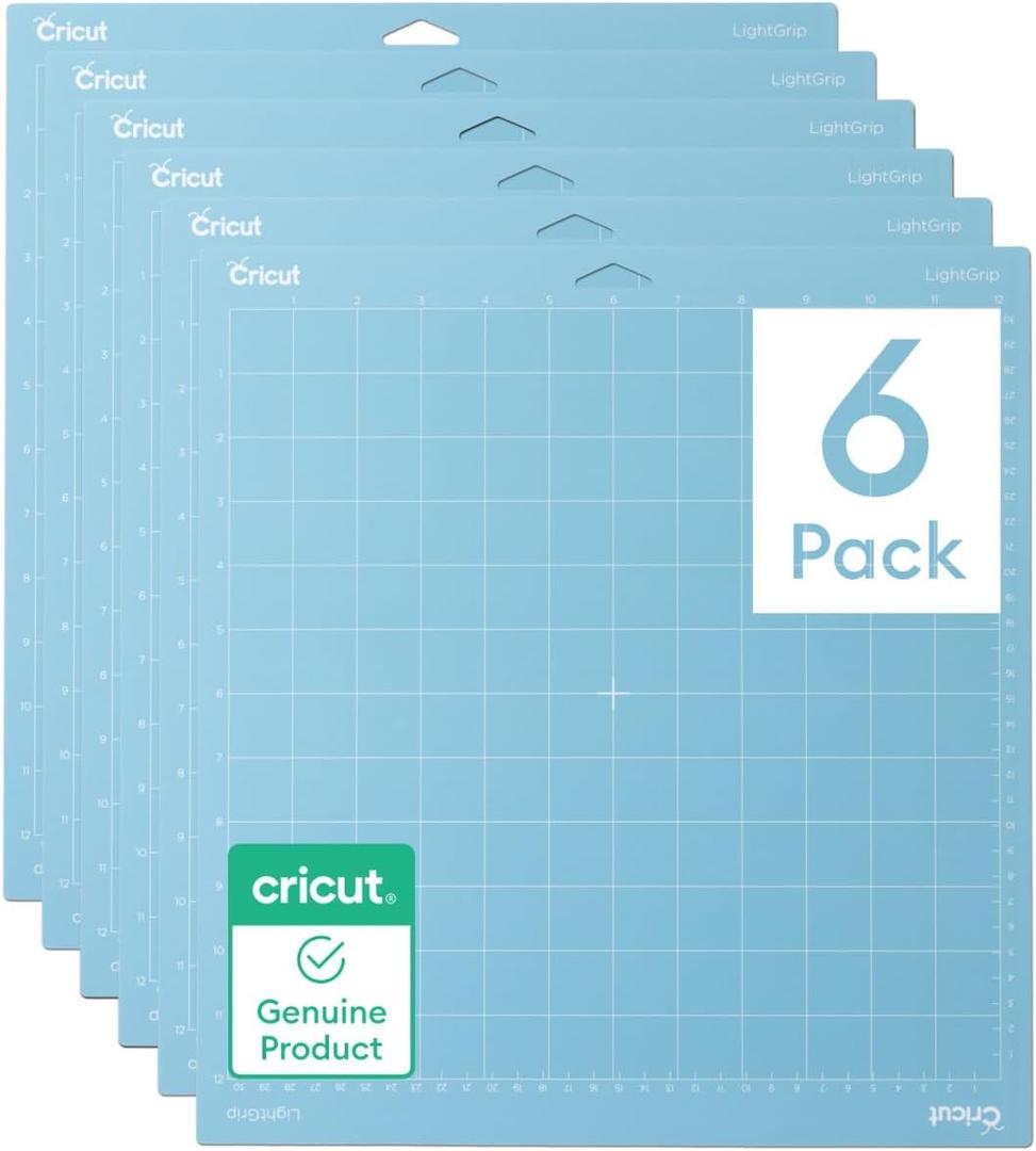 Cricut LightGrip Cutting Mat Pack (2 count, 12in x 12in) - for Explore & Maker Machines - ideal for standard paper, light cardstock & more, 14.5"L x 14"W