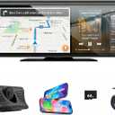 Wireless CarPlay Screen with 2K Dash Cam, 8.1" Portable Touchscreen Car Stereo with CarPlay & Android Auto, 1080P Backup Camera, Voice Control, Bluetooth, Mirror Link, GPS Navigation