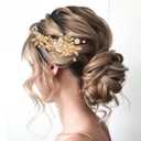 JONKY Gold Flower Hair Clip Bride Wedding Headpiece Bridal Hair Accessories for Women