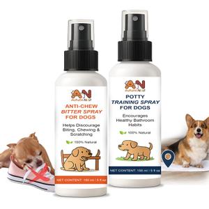 2 x Dog Behavior Training Kit 2-Pack No Chew Spray + Potty Training Spray 2150ml Behavior Correction Set for Puppies & Adult Dogs Safe & Natural Indoor/Outdoor Training Aid