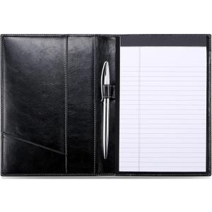 Leather Junior Padfolio for Men & Women with Pen Loop, Italian Calfskin, Business Portfolio Notebook Folder (Antiqued Black)