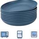 Homienly Dinner Plates Set, Alternative to Plastic Plates,Wheat Straw Plate Set of 8,Lightweight Microwave and Dishwasher Safe Plate,Unbreakable Salad Plates for Kitchen, Camping (Blue,10 inch)