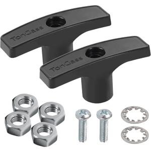 TonGass (2-Pack, Black Upgraded Alloy RV Waste Valve Handle Replacement for Waste Valve Extension Rod RV Parts Tank Hose Handle Camper Wastes Valves Handles Kits with 4 Nuts 2 Screws 2 Gasket