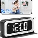Hidden Camera Clock 2K,5G&2.4G WiFi Clock Camera Wireless Indoor Camera for Home Security,Nanny Cam with Alarm Two-Way Talk,Color Night Vision & Motion Detection,Local SD Recording/Replay (Black+ white)