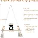 Artilady 2 Pack Wooden Wall Hanging Shelves - Macrame Hanging Plant Shelf with Tassel,Boho Storage Floating Shelves Handmade Rustic Hanger Planter Rack Pot Stand Holder