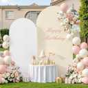 White and Beige Arch Cover 2 Set-7.2FT, 6FT Arch Backdrop Cover Spandex Fitted Wedding Arch Stand Covers for Bridal Shower Wedding Baby Shower Birthday Party Ceremony Photo Background Decorations