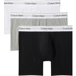 Calvin Klein mens Icon Cotton Stretch 3-pack Boxer Brief (Large, Grey Heather, White, Black)
