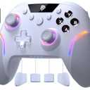 EasySMX X20 Wireless Gaming Controller with RGB Backlit, 2-Stage Hall Effect Stick, 1000Hz Polling Rate, 6-Axis Gyro on Multi-Platform, Mech Buttons- Compatible with PC/Switch/Steam/Android (white)