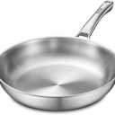 VocVoi 12 inch TriPly Stainless Steel Frying Pan with LID,PFOA&PTFE Free Skillets,Chef's Pans,Dishwasher and Oven Safe Cookware, Works on Induction,Ceramic and Gas Cooktops