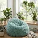 Honeydak PV Fleece Stuffed Animal Storage Bean Bag Chair Cover (No Filler) Comfy Bean Bag Cover Without Filling or Home Bedroom Decor Organizing Plush Doll Textile Holder(Green, L)