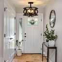 Black Semi Flush Mount Ceiling Light, Modern Foyer Lighting Fixture, 4-Light Metal Ceiling Lamp, Small Farmhouse Chandelier for Hallway Entryway Porch Bedroom Kitchen, E12 Base