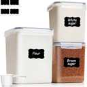 ComSaf Flour Sugar Storage Containers Set of 3 (5.2L/5.5Qt) (2.5L/2.6Qt*2), Large Airtight Food Storage Containers with Lids, Plastic Canisters Sets for Kitchen, Pantry Organizers for Rice and Baking