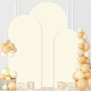 MODFUNS Spandex Arch Covers - 3 Pack - 6, 6.6, and 7.2 Feet - Ivory - Double-Sided Arched Support Covers for Wedding, Reception, and Baby Shower Decorations