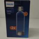 PHILIPS Carbonating Bottles ADD916/37, 1L Twin Pack Reusable PET Sparkling Water Bottles Compatible Sparkling Water Maker, 2 Pack for ADD4902BKOQ/37, ADD4902WHOQ/37 and ADD4901GROQ/37, ADD4901BKOQ/37, (Silver)