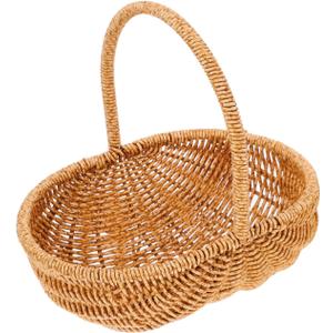BESTOYARD Rattan Picnic Basket with Handle, 10X6 Inch Wicker Woven Storage Basket for Fruits, Vegetables, Snacks, Home Decor, Outdoor Use