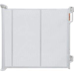 Retractable Baby Gate, 55 Wide Mesh Safety Gate for Babies and Pets, 34 Tall, Easy One-Handed Use, Indoor & Outdoor Stair, Doorway, Hallway Fence (White-2)