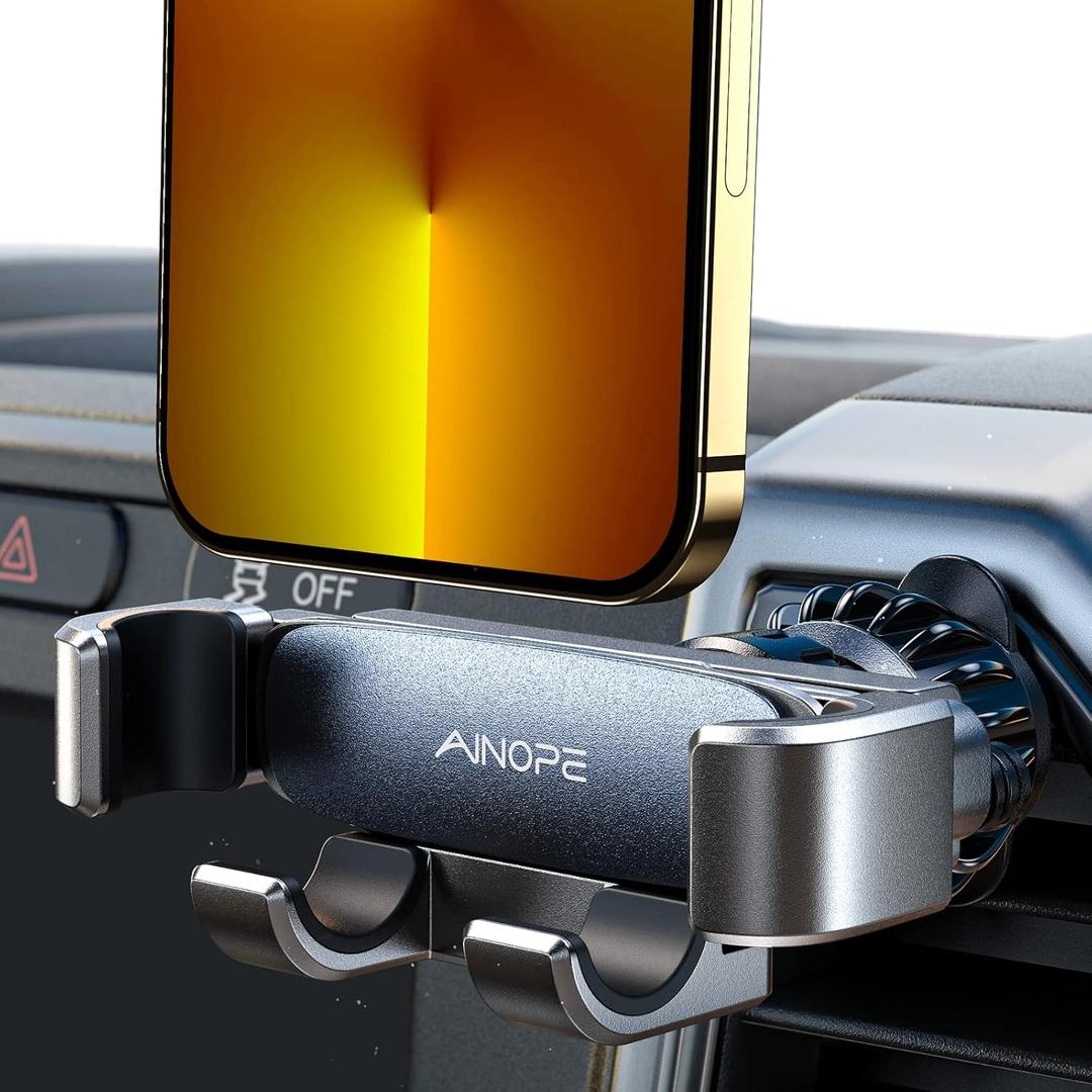 AINOPE Car Phone Holders for Your Car Air Vent Phone Mount [Thick Cases Friendly] Cell Phone Holder Car Accessories for Women Men for iPhone 16e 16 15 Pro Max Samsung S25 Ultra All Phones, Black
