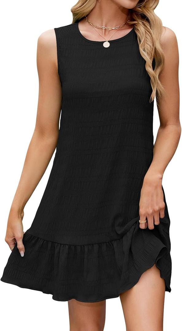 Naggoo Womens Sundress Summer Dresses for Women 2026 Sleeveless Tank Dress Spring Beach Boho Mini Dress (Black, XXL)