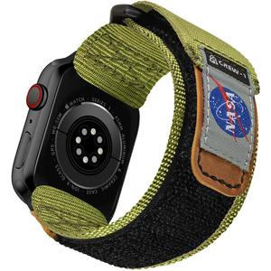 Made for Apple Watch Band, NASA Licensed Rugged Nylon Leather Sports Strap With Woven Loop Design For iWatch Ultra 2/1 49mm/46mm/45mm/44mm Tough Tactical Replacement Band For Series 10/9/SE