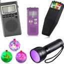 Saillong 7 Pcs Ghost Hunting Equipment Kit 1 Electromagnetic Paranormal Radiation Detector 1 Digital EVP Voice Recorder 1 Hand Held Radio 1 UV Flashlight 3 LED Light up Cat Balls, 8gb(Multicolor)
