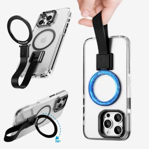 for iPhone 16 Pro Max Case Slim Clear with Silicone Lanyard and Ring Stand Compatible with Mag Safe, 16 Promax Military Grade Shockproof Cover Hard Protective Thin Bumper Women Men Black