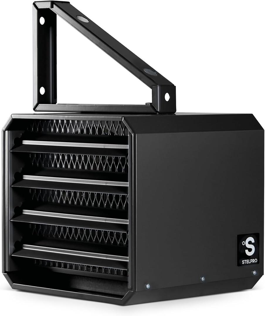 Stelpro Oxford Electric Unit Heater, 5000W / 240V, 11 5/8 L x 13 1/16 H x 12" D, Heavy-Duty Heater with Built-In Thermostat and Adjustable Louvers, Wall or Ceiling Mount (ARUH5TCHAR) Charcoal